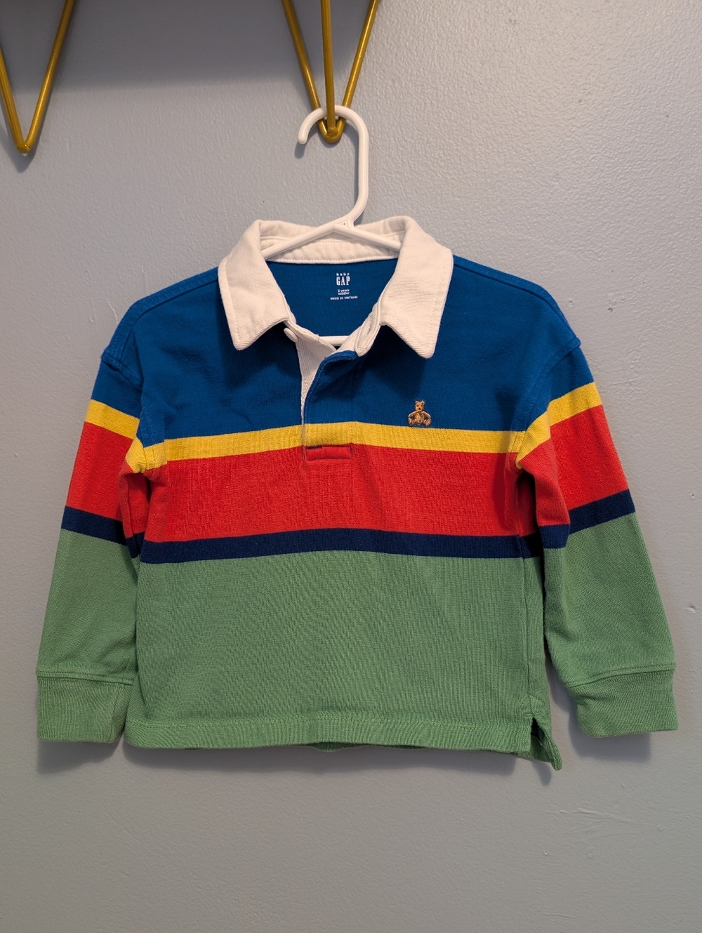 GAP baby Color Block Striped Rugby Shirt - Blue, Green, Red, Yellow, White